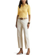 Rib-Knit Elbow-Sleeve Polo Tee