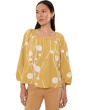 Petite 3/4 Sleeve Woven Top with Embroidery