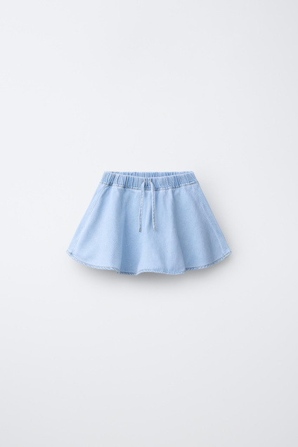 Zara ДЖИНСОВАЯ ЮБКА-БРЮКИ С ЦВЕТОЧНЫМ ПРИНТОМ 496676887-406-18