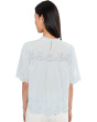 Embroidered Pintuck High-Neck Top