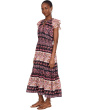 Double Flutter Sleeve Paisley Midi Dress