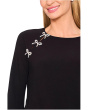 Pearl Bow Applique Long Sleeve Knit Top