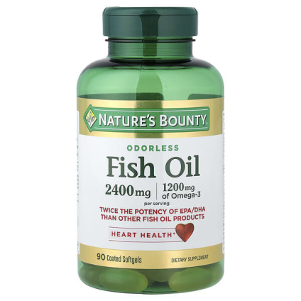 Natures Bounty, рыбий жир, без запаха, 90 капсул с оболочкой (1200 мг в 1 капсуле)