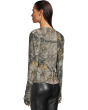 Long Sleeve Shoulder Pad V-Neck Top
