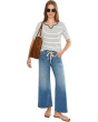 Petite NZT Elbow Sleeve Stripe Notch Tee