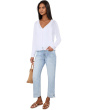 Kennedy Mid-Rise Crop Straight Jeans with Wide Hem and Slit 26.5in Inseam