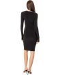 Long Sleeve V-Neck Shirred Front Dress To Knee