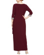 Long A-Line Dress with Embellished Sleeves and Neckline