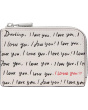 Mini Zip Card Case I Love You Script Embossed Leather Mini Zip Card Case