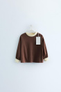 Zara ФУТБОЛКА TIMELESS коричневого ЦВЕТА С КОНТРАСТНЫМ ВОРОТНИКОМ