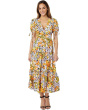 Safiree Printed Tie-Back Tiered Midi Dress