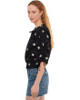 Embroidered Ruched Sleeve Smocked Top