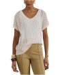 Petite Cotton-Blend Mesh Short Sleeve Sweater