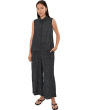 Petite Puckered Organic Linen Grid Classic Collar Shirt