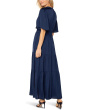 Short Sleeve Woven Maxi Dress With Pockets And Smocked Waist