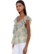 Flutter Sleeve Draped Woven Blouse