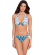 Indigo Print Mix Tie Front Halter Bra