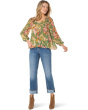 Long Sleeve V-Neck Pleated Top