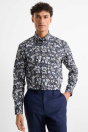 C&A Деловая рубашка - обычная рубашка на пуговицах с рисунком 2252046 темно-синего цвета