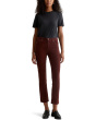 Mari Mid Rise Slim Straight Jeans in Bordeaux Rouge