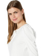 Ribbed Puff Long Sleeve Front Tie Top