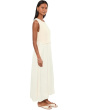 Sleeveless Crew Neck Tie Back Sweater Woven Dress