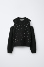 Zara Вязаный СВИТЕР С ВЫРЕЗОМ И СТРАЗАМИ 495698535-800-7