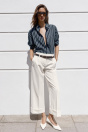 Zara БЕЛЫЕ БРЮКИ С ПОЯСОМ И ПОДОЛОМ.