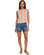 Sleeveless Shell Top With Button Back