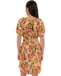 Petite Short Sleeve Shirred Button Front Woven Dress