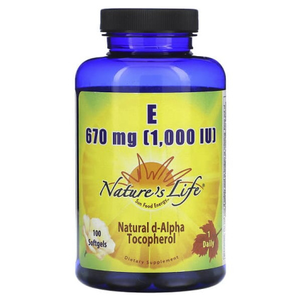 Natures Life, Витамин E, 670 мг (1000 МЕ), 100 мягких таблеток