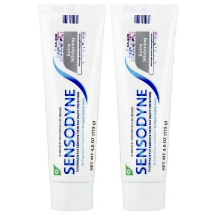 Sensodyne, Отбеливающая зубная паста с фтором, двойная упаковка, 2 тюбика по 113 г (4 унции)