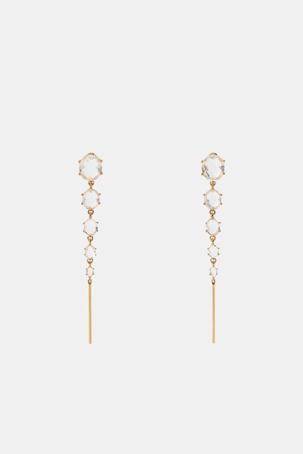 Zara ДЛИННЫЕ СЕРЬГИ С ДРАГОЦЕННЫМИ КАМНЯМИ 520967735-303-3
