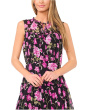 Floral Tie Neck Shirred Midi Dress