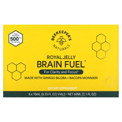 Beekeepers Naturals, Маточное молочко, топливо для мозга, 6 флаконов по 10 мл (0,35 жидк. унц.)