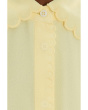 Short Sleeve Scalloped Collar & Cuff Button-Up Blouse