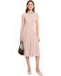 Sleeveless Collar Neck Pleated Commuter Midi