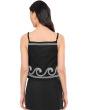Embroidered Linen Crop Top in Black/White
