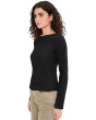 Long Sleeve Boatneck Textured Top