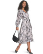 V-Neck Long Sleeve Chiffon Midi