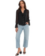 Long Sleeve Ruffle Front Woven Shirt