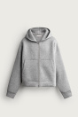 Zara ФУНКЦИОНАЛЬНАЯ ТОЛСТОВКА С КАПЮШОНОМ НА МОЛНИИ, серая мелированная