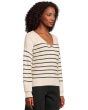Stripe V-Neck Cozy Cotton Wedged Pullover