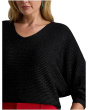 Plus Size Metallic Rib-Knit Dolman-Sleeve Sweater