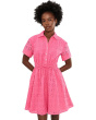 Button-Down Belted Lace Mini Dress