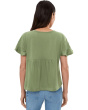 Petite Flutter Sleeve Woven To Knit Top with Embroidery