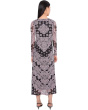 Long Sleeve V-Neck Mesh Midi Dress