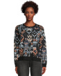 Long Sleeve Crew Neck Dropped Shoulder Jacquard Sweater