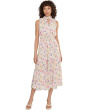 High Neck Smoked Waist Midi Dress