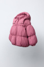 Zara ВОДООТТАЛКИВАЮЩЕЕ СТЕГАНОЕ ПАЛЬТО малиново-красного цвета